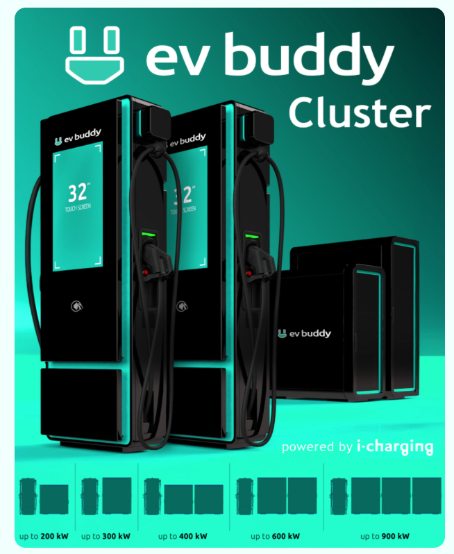 EV Buddy DC fast charging cluster